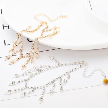 one pc new plated personality tassel rhinestone alloy anklets