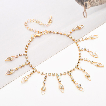One pc new plated personality tassel rhinestone alloy anklets
