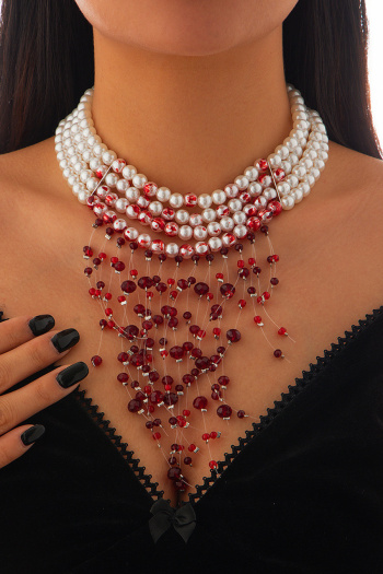 one pc stylish new halloween crystal decor imitation bloodstain pearl necklace