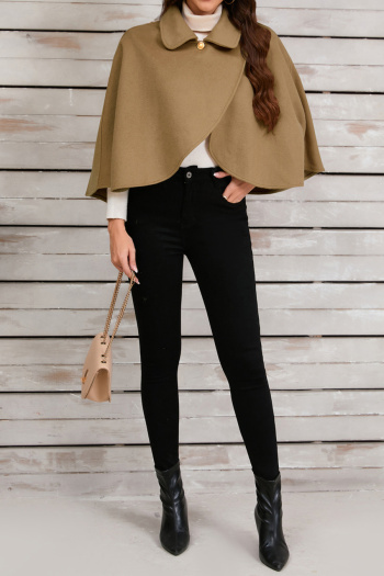new stylish slight stretch solid color wool-like fabric all-match cloak coats