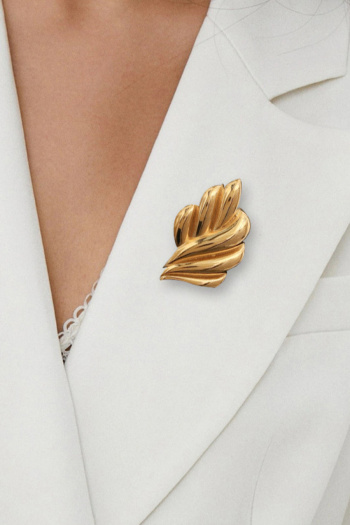 one pc stylish plated leaf shape all-match stainless steel brooches