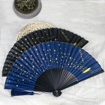 one pc stylish new bamboo framework star folding fan 21*38cm