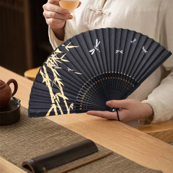 one pc stylish new bamboo framework dragonfly folding fan 21*38cm