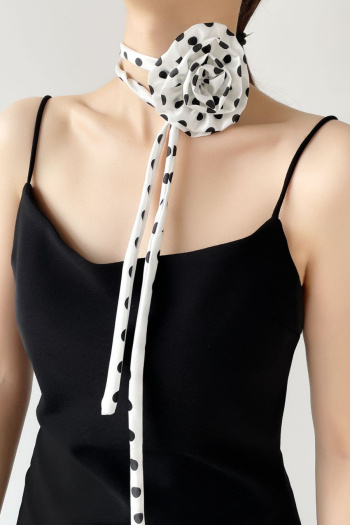 one pc artsy style contrast polka dots chiffon collar streamers (length:150 cm)