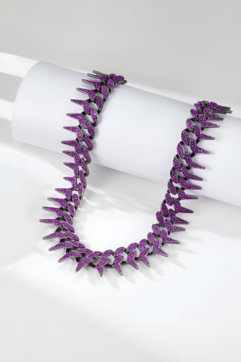 one pc personality serrated rhinestones alloy plated necklace(length:45 cm)