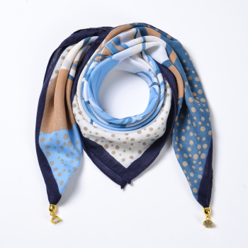 one pc stylish geometric printing contrast velvet magnetic scarves 68*68 cm (#1)