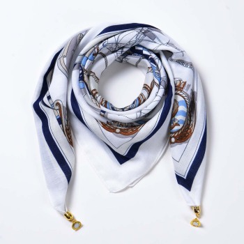 one pc new velvet geometric printing contrast magnetic scarves 68*68 cm (#4)