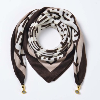one pc new velvet geometric printing contrast magnetic scarves 68*68 cm (#6)