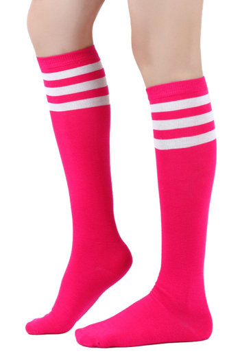 one pair new stylish 9 colors stripe pattern stretch calf socks(length:46cm)