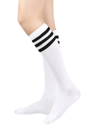 one pair new stylish stripe pattern stretch calf socks#2(length:46cm)