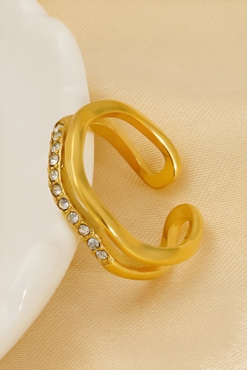 one pc stylish rhinestones plated stainless steel open rings (diameter: 2.1 cm)