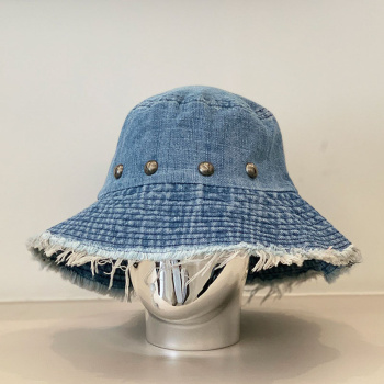 one pc stylish new 3 colors denim rivet decor bucket hat 56-58cm