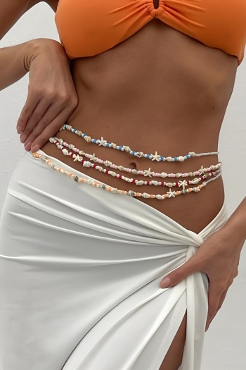 one pc new beach faux pearl & conch 4-color acrylic beads chain(length:69+20 cm)