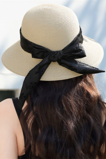 one pc stylish new flower brunch printing bow decor straw hat#2 56-58cm
