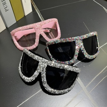 one pc new rhinestones 3-color with large frame sizes uv protection sunglasses