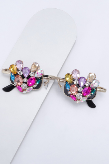 one pc stylish party handmade rhinestone heart all-match sunglasses
