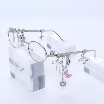 one pc personality 3-color multi-decoration elliptical frame plain glasses