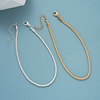 two pcs sets new beach metal plated adjustable anklet (length:24.1+4.4 cm)