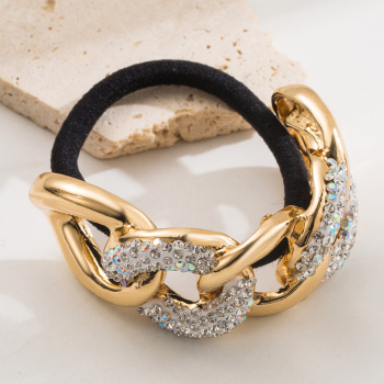 one pc stylish new rhinestone acrylic chain decor stretch hair rope(length:6cm)