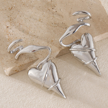 one pair new stylish heart twine alloy earrings