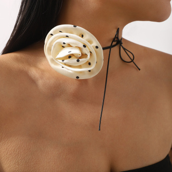 one pc stylish new dot printing flower lace-up necklace