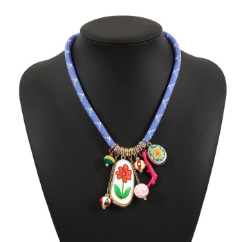 one pc stylish new flower dripping oil pendant necklace#2