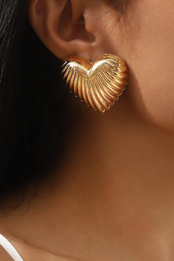 one pair new stylish heart shape alloy earrings