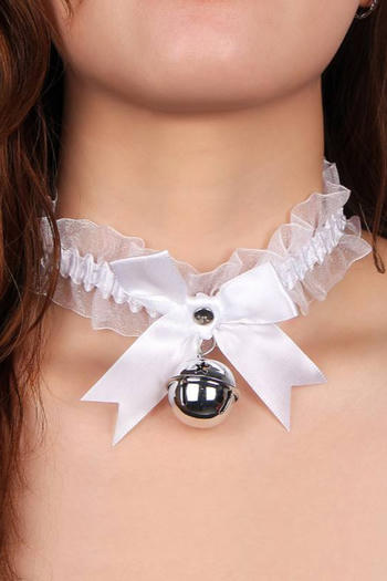 one pc stylish new lace trim bow bell decor lace-up necklace