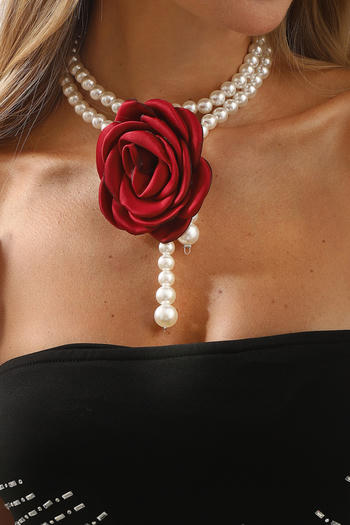 One pc stylish new 3 colors baroque flower decor pearl necklace