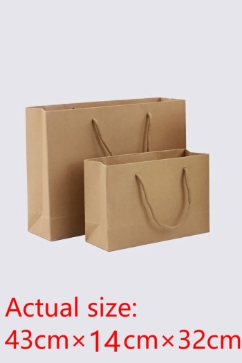 fifty pcs new simple horizontal version kraft paper gift handbag(size:43cm×14cm×32cm)