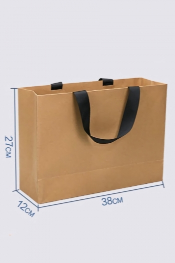 fifty pcs new simple horizontal version kraft paper gift handbag(size:38cm×12cm×27cm)
