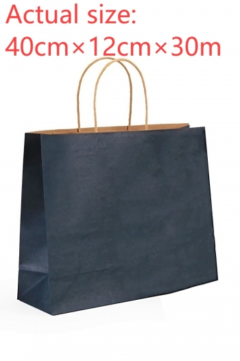 fifty pcs new horizontal section dark blue kraft paper gift handbag(size:40cm×12cm×30cm)