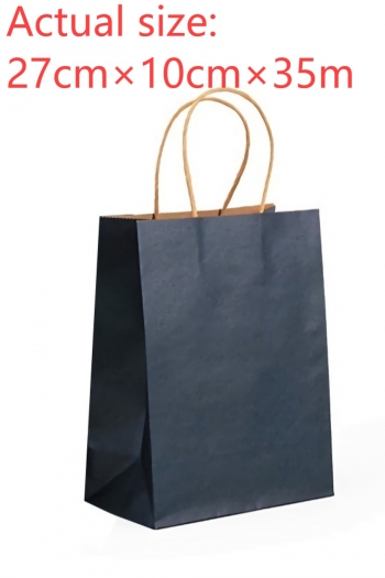 fifty pcs new vertical section dark blue kraft paper gift handbag(size:27cm×10cm×35cm)
