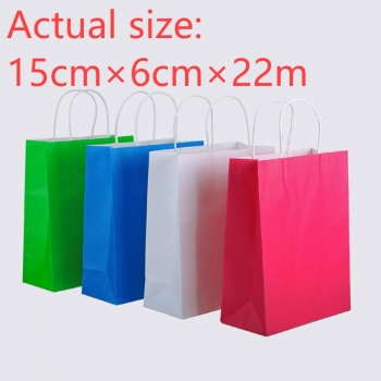 fifty pcs new vertical section magenta kraft paper gift handbag(size:15cm×6cm×22cm)