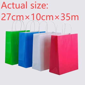 fifty pcs new vertical section magenta kraft paper gift handbag(size:27cm×10cm×35cm)