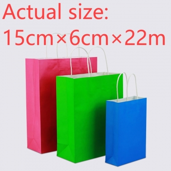 fifty pcs new vertical section green kraft paper gift handbag(size:15cm×6cm×22cm)