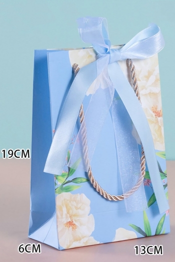 fifty pcs new vertical section blue dai peony ribbon two-color bow birthday or companion wedding art post paperboard gift bag (size:19cm×13cm×6cm)