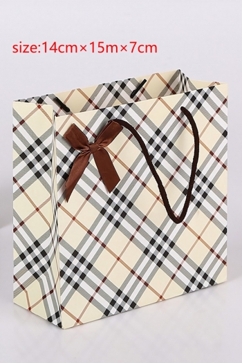 fifty pcs new art post paperboard bow plaid british style gift wedding festival gift bag (size:14cm×15m×7cm)