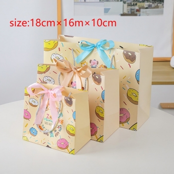 fifty pcs new art post paperboard random color bow cartoon children's day birthday festival gift bag (size:18cm×16m×10cm)