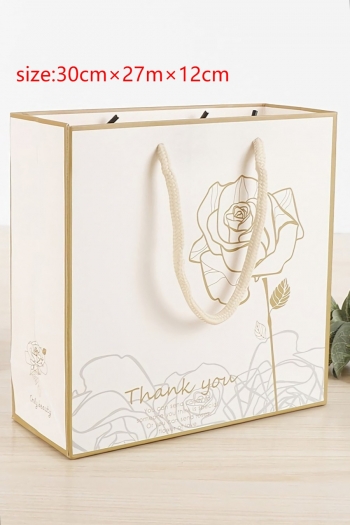 fifty pcs new golden flowers white kraft paper gold border wedding gift bag (size:30cm×27m×12cm)
