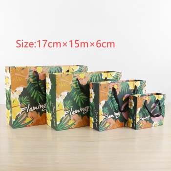 fifty pcs new kraft paper flamingo festive supplies wedding candy portable packaging gift bag (size:17cm×15m×6cm)