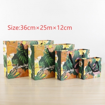 fifty pcs new kraft paper flamingo festive supplies wedding candy portable packaging gift bag (size:36cm×25m×12cm)