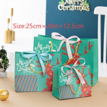 fifty pcs new art post paperboard christmas gift tote bag bandage random color (size:25cm×20m×12.5cm)