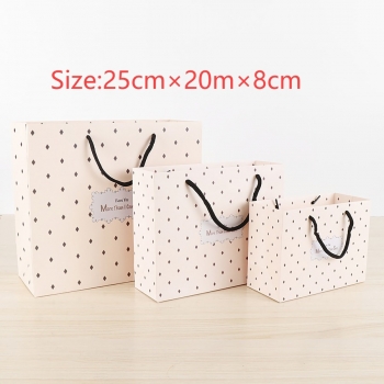 fifty pcs new art post paperboard simple wave point gift bag (size:25cm×20m×8cm)