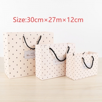 fifty pcs new art post paperboard simple wave point gift bag (size:30cm×27m×12cm)