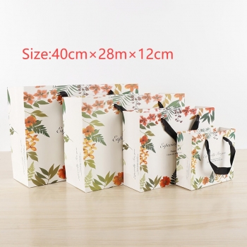 fifty pcs new art post paperboard vintage plant shopping cosmetics clothing gift bag (size:40cm×28m×12cm)
