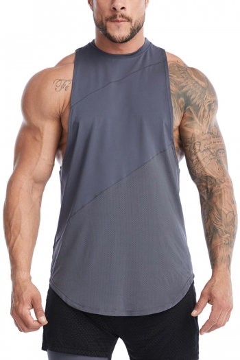 sports plus size slight stretch patchwork quick dry breathable men's vest