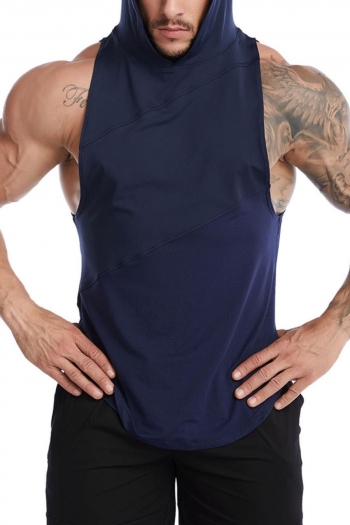 sports plus size slight stretch quick dry breathable hooded men vest