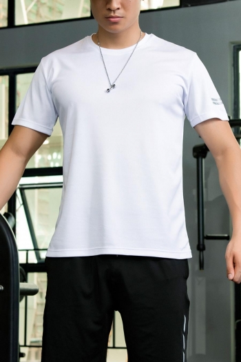 sports plus size slight stretch 4 colors breathable fast dry running men top
