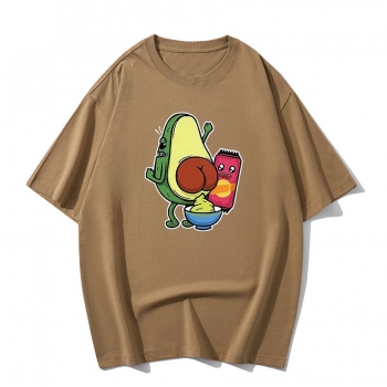 casual plus size slight stretch avocado print cotton men t-shirt size run small